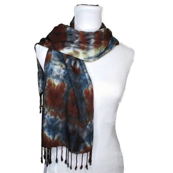 NEW Artisan Hand‎ Dyed Scarf with Fringe - Picture 3 of 8